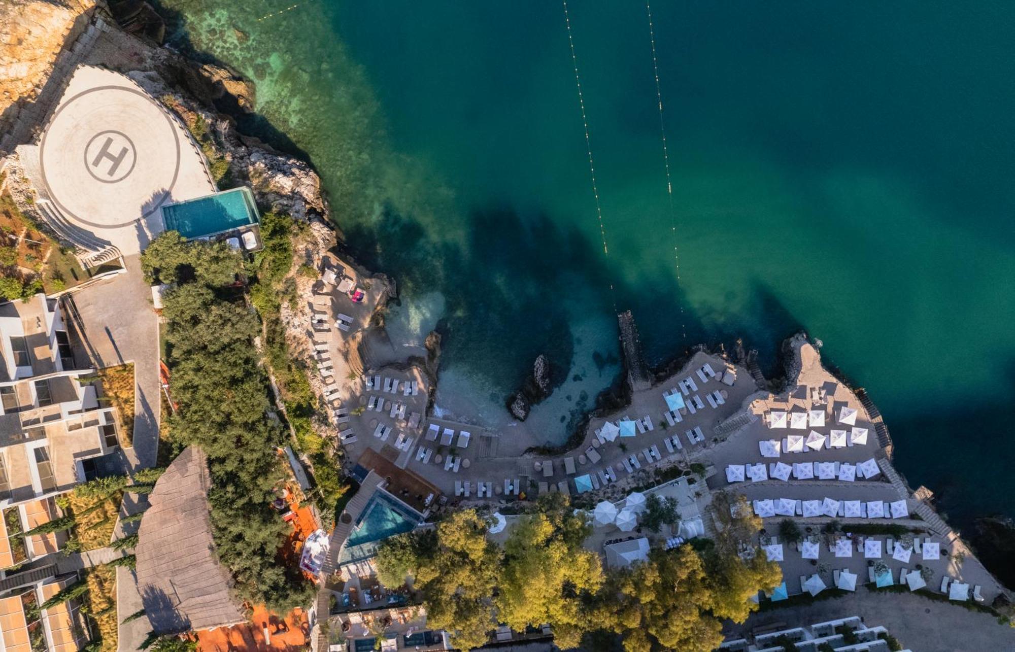 Maritim Marina Bay Resort Spa & Casino Adult Friendly Vlorë Екстериор снимка Aerial view of the hotel